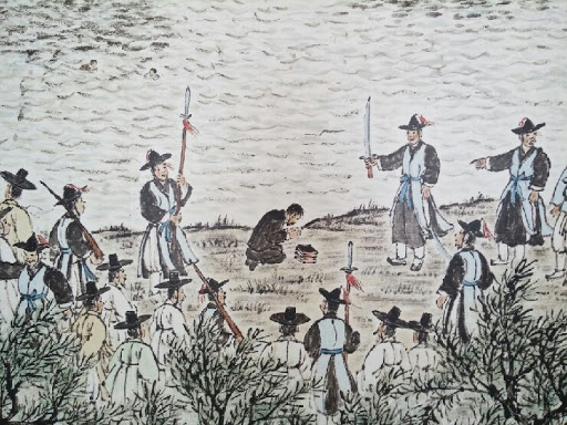 토마스 선교사의 순교장면(혜촌 김학수 화백그림 중 일부)