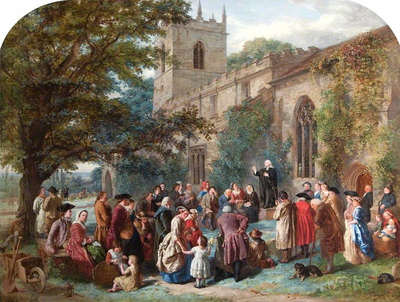 John Wesley Preaching from His Father's Tomb at Epworth 웹워즈교회의 아버지 무덤 앞에서 설교하는 웨슬리 George Washington Brownlow (1835–1876)