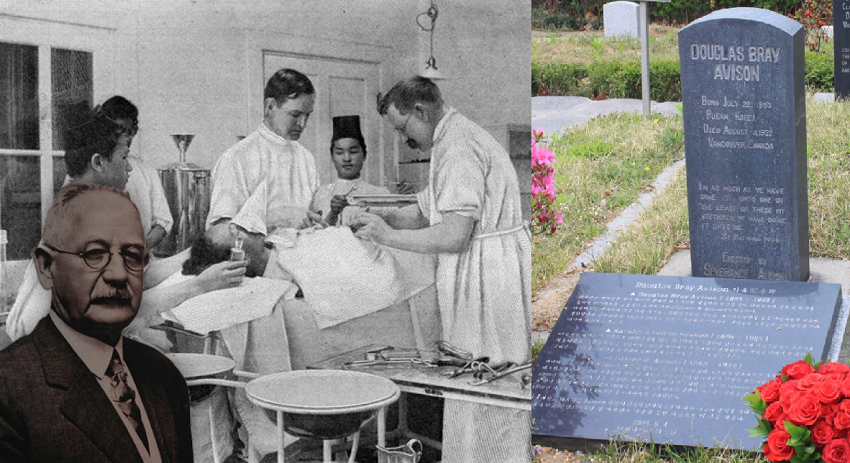 아버지 올리버 에비슨선교사의 활동 모습과 아들 더글라스 에비슨 선교사의 양화진 묘역