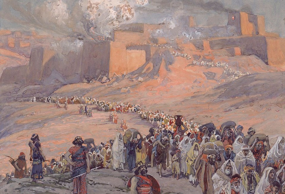 The Flight of the Prisoners (1896) by James Tissot; the exile of the Jews from Canaan to Babylon