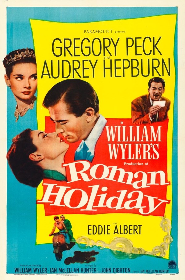 로마의 휴일 (Roman Holiday 1953) 미국 파라마운트 픽쳐스에서 1953년에 만든 흑백 영화. 감독 윌리엄 와일러, 그레고리 펙, 오드리 헵번 주연. 출처 : 나무위키 https://namu.wiki/