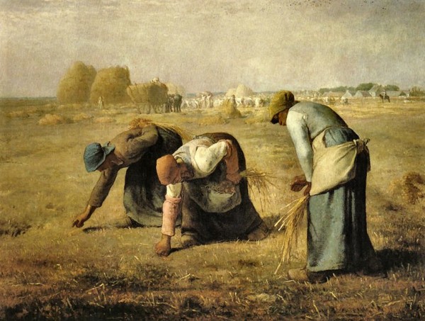 [이삭 줍는 사람들, 1857 作] 장 프랑수아 밀레(Jean-François Millet, 1814~1875)의 대표작 중 하나다. 밀레는 그림의 주제에 대하여 농부의 일상을 빈번하게 표현하여 정치적 관점을 분명하게 드러냈다. 상류층을 비판하기 위해 전원적 풍경과 농부의 노동을 즐겨 그린 것이다. 출처, [네이버 지식백과 https://terms.naver.com/]