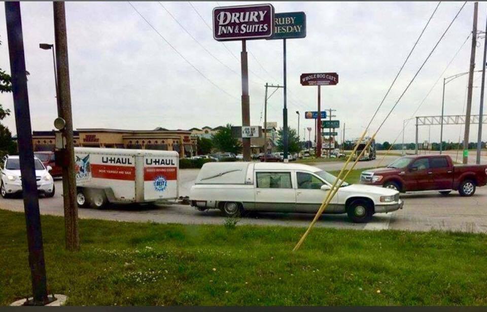 You will never see u-haul behind a hearse