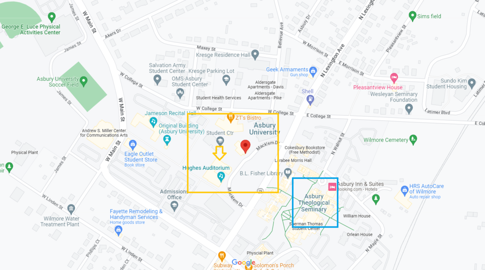 미 캔터키 주에 위치한 애즈베리 대학교와 맞은편 에즈베리 신학교