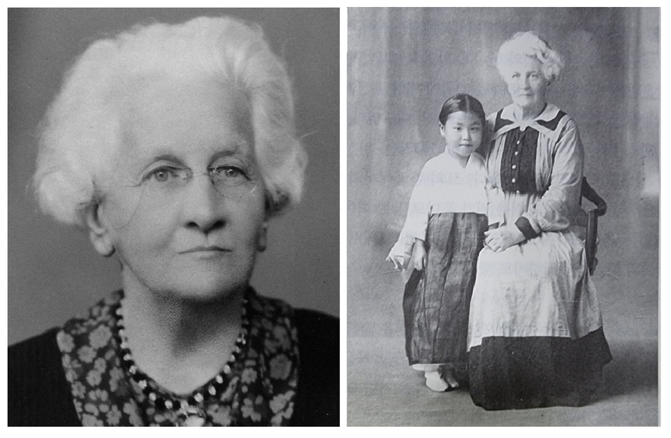벨레 멘지스(Belle Menzies, 민지사, 1856.7.30.-1935.9.10.)와 딸로 입양한 민신복