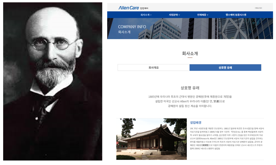 알렌 선교사와 안연 케어