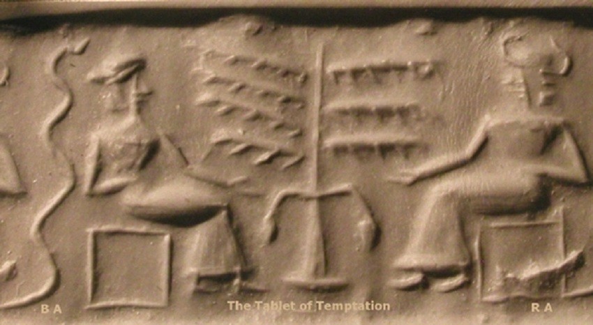 선악과 유혹 사건을 보여주는 '유혹의 인장 토판' B.C 2500년 경.