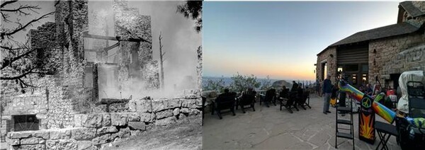 롯지 1932년( 화재 당시) 그리고 2025년(화재 직전 지난 6월 27일) GCC 영상에서.