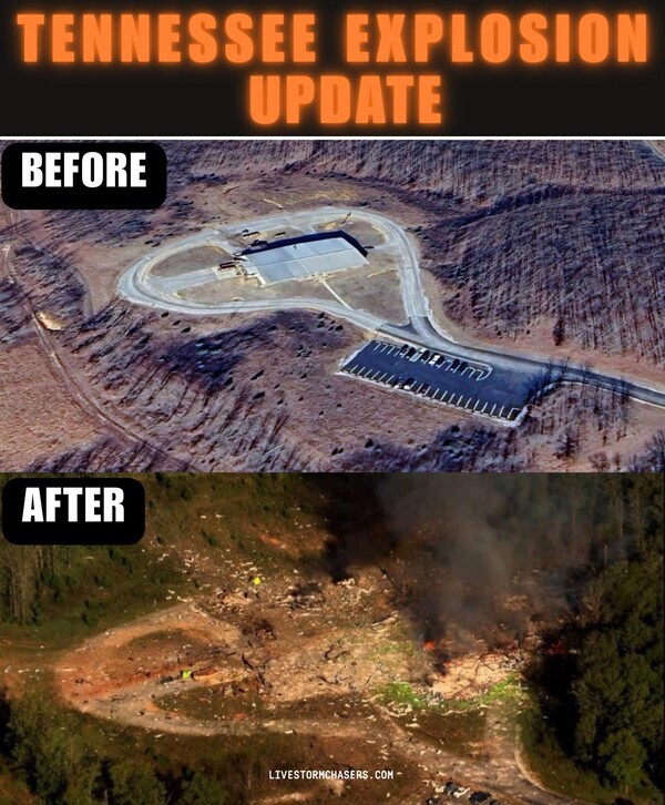테네시州 군수공장 폭발 전후(before, after) 이미지 /https://www.facebook.com/photo?fbid=1358551322305710&set=a.447733036720881